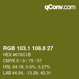 カラーコード: RGB 103.1 108.8 27 | qconv.com