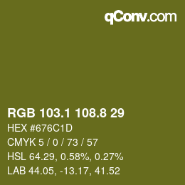 カラーコード: RGB 103.1 108.8 29 | qconv.com