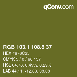 カラーコード: RGB 103.1 108.8 37 | qconv.com