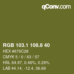 カラーコード: RGB 103.1 108.8 40 | qconv.com