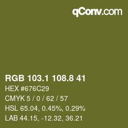 Color code: RGB 103.1 108.8 41 | qconv.com