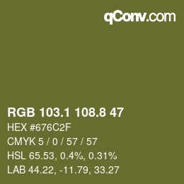 Color code: RGB 103.1 108.8 47 | qconv.com