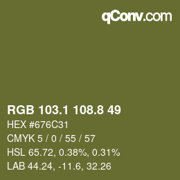 カラーコード: RGB 103.1 108.8 49 | qconv.com