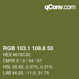 カラーコード: RGB 103.1 108.8 50 | qconv.com
