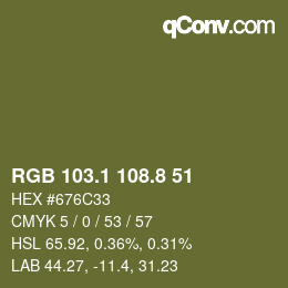 Color code: RGB 103.1 108.8 51 | qconv.com