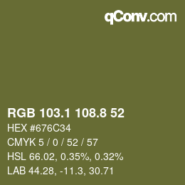 Color code: RGB 103.1 108.8 52 | qconv.com