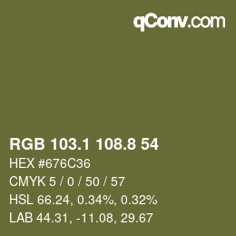 カラーコード: RGB 103.1 108.8 54 | qconv.com