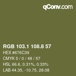Color code: RGB 103.1 108.8 57 | qconv.com