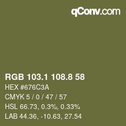 Color code: RGB 103.1 108.8 58 | qconv.com