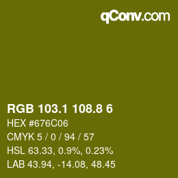 カラーコード: RGB 103.1 108.8 6 | qconv.com