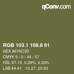 カラーコード: RGB 103.1 108.8 61 | qconv.com