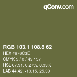 Color code: RGB 103.1 108.8 62 | qconv.com