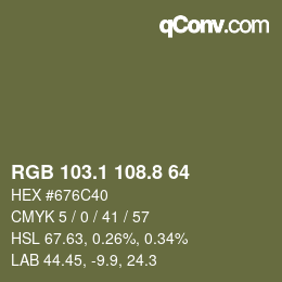 Color code: RGB 103.1 108.8 64 | qconv.com