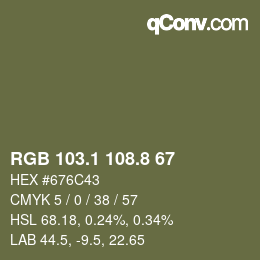 カラーコード: RGB 103.1 108.8 67 | qconv.com