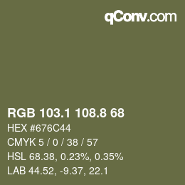 Color code: RGB 103.1 108.8 68 | qconv.com