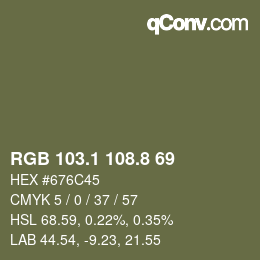 Color code: RGB 103.1 108.8 69 | qconv.com