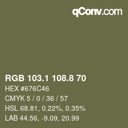 Color code: RGB 103.1 108.8 70 | qconv.com