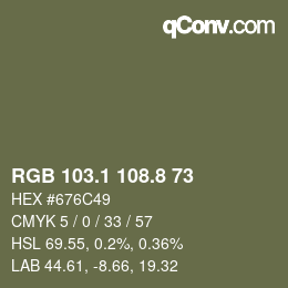 Color code: RGB 103.1 108.8 73 | qconv.com