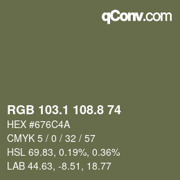 カラーコード: RGB 103.1 108.8 74 | qconv.com