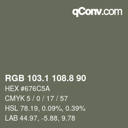 Color code: RGB 103.1 108.8 90 | qconv.com