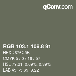 カラーコード: RGB 103.1 108.8 91 | qconv.com