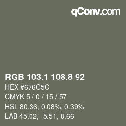 Color code: RGB 103.1 108.8 92 | qconv.com