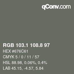 Color code: RGB 103.1 108.8 97 | qconv.com