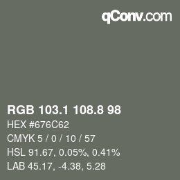 Color code: RGB 103.1 108.8 98 | qconv.com