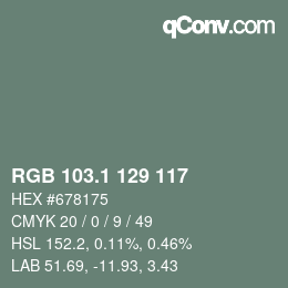 Color code: RGB 103.1 129 117 | qconv.com