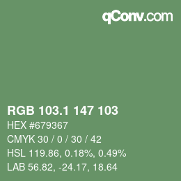 カラーコード: RGB 103.1 147 103 | qconv.com