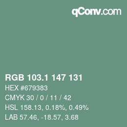 Color code: RGB 103.1 147 131 | qconv.com