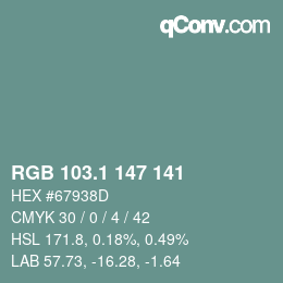 Color code: RGB 103.1 147 141 | qconv.com