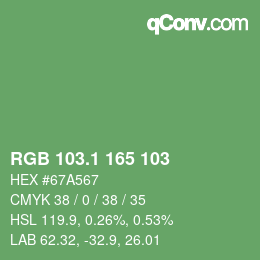 カラーコード: RGB 103.1 165 103 | qconv.com