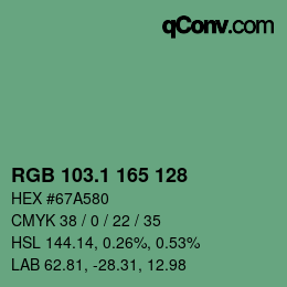 カラーコード: RGB 103.1 165 128 | qconv.com