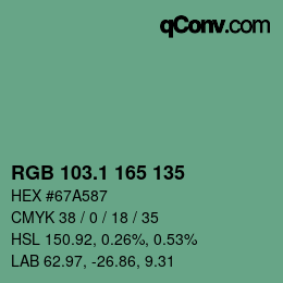 カラーコード: RGB 103.1 165 135 | qconv.com