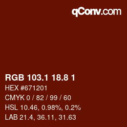 Color code: RGB 103.1 18.8 1 | qconv.com