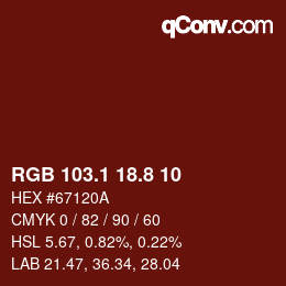 Color code: RGB 103.1 18.8 10 | qconv.com