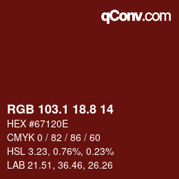 Color code: RGB 103.1 18.8 14 | qconv.com