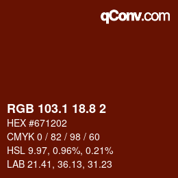 カラーコード: RGB 103.1 18.8 2 | qconv.com
