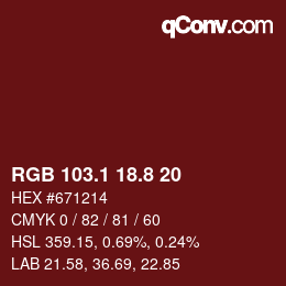Color code: RGB 103.1 18.8 20 | qconv.com