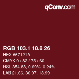 カラーコード: RGB 103.1 18.8 26 | qconv.com