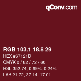 Color code: RGB 103.1 18.8 29 | qconv.com