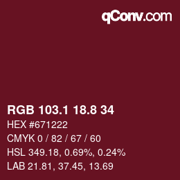 Color code: RGB 103.1 18.8 34 | qconv.com