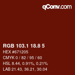 Color code: RGB 103.1 18.8 5 | qconv.com