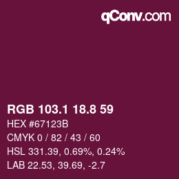 カラーコード: RGB 103.1 18.8 59 | qconv.com