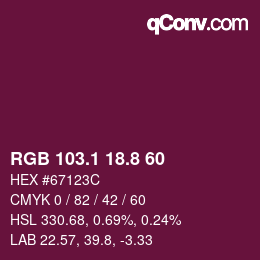 カラーコード: RGB 103.1 18.8 60 | qconv.com
