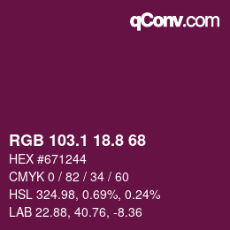 カラーコード: RGB 103.1 18.8 68 | qconv.com