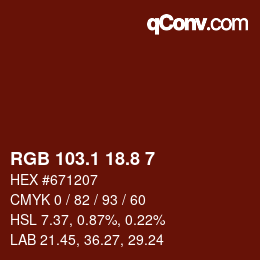 カラーコード: RGB 103.1 18.8 7 | qconv.com