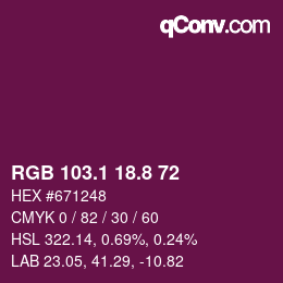 カラーコード: RGB 103.1 18.8 72 | qconv.com