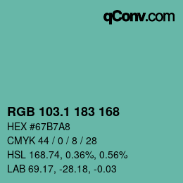 Color code: RGB 103.1 183 168 | qconv.com